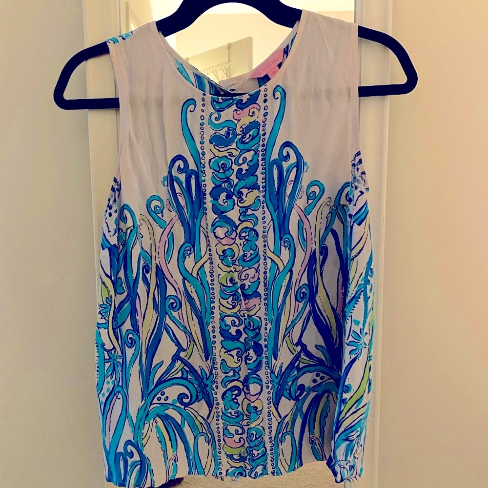 Lilly Pulitzer Iona Shell Silk Top Size Medium